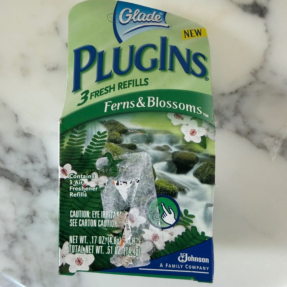 Glade PlugIns 3 Fresh Refills Ferns & Blossoms Scented Oil Air Freshener NEW